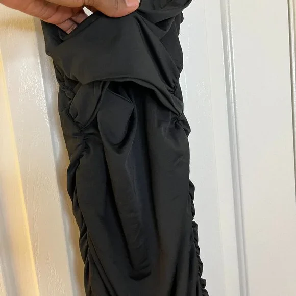 NWOT Women Ruched Tight Dress Sexy Spaghetti Strap V Neck Midi Dress - Picture 4 of 6